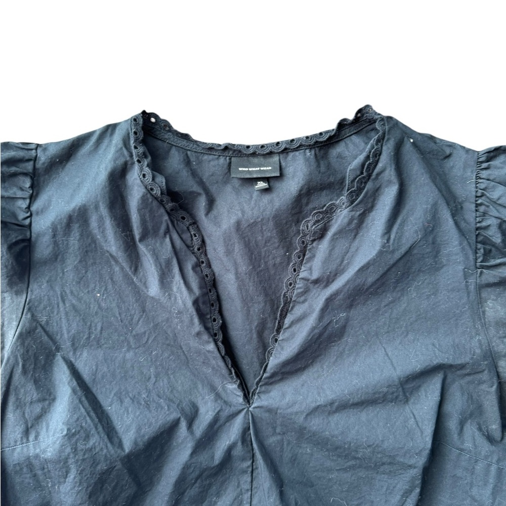 🌼5 for 25🌼 Who What Wear Women's Black Midi Dress Puff Short Sleeve Size XL - Picture 4 of 10